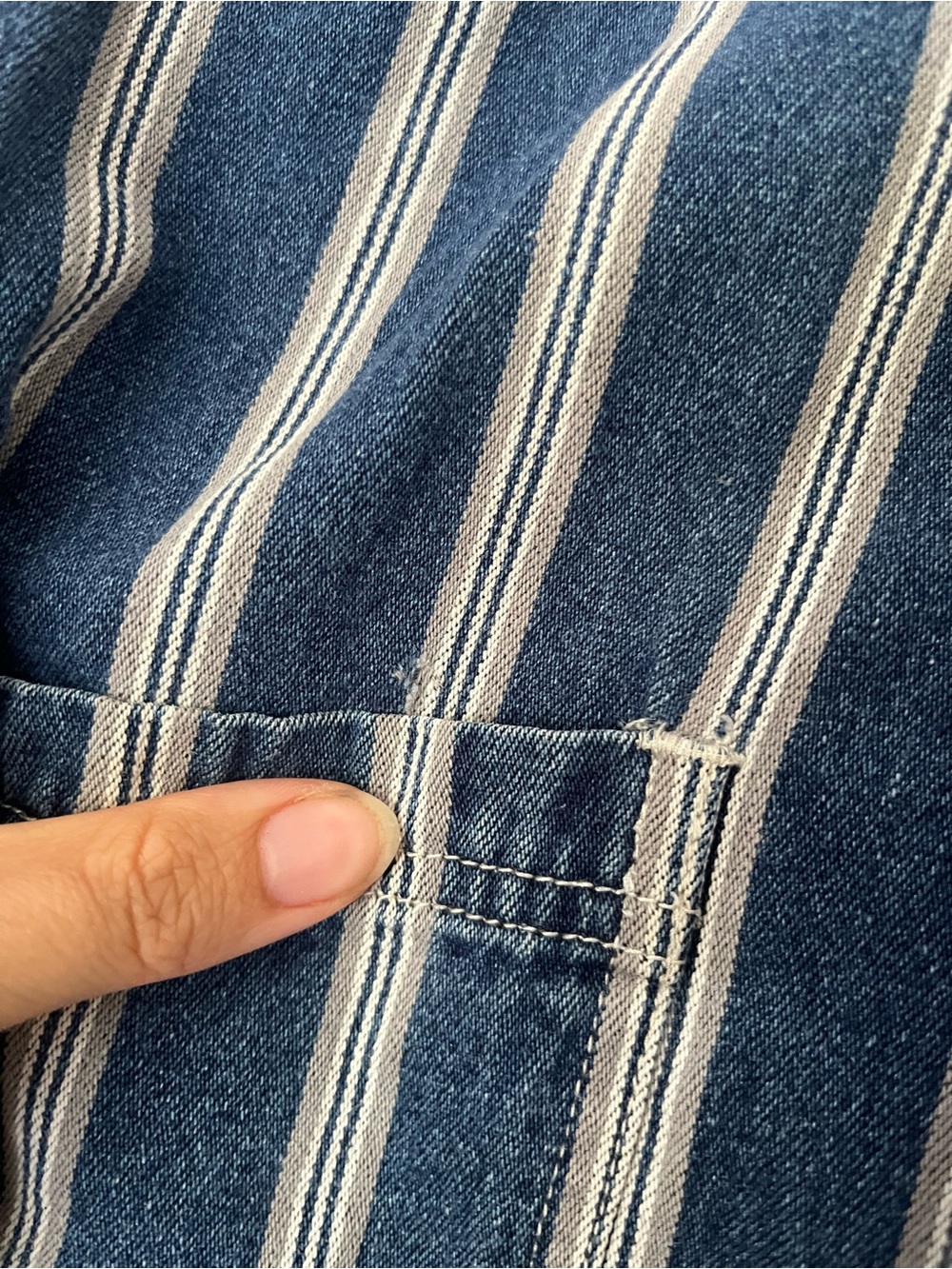 Vintage 100% Cotton Denim Striped Button Down Shirt M Western Americana 90s - Picture 4 of 6